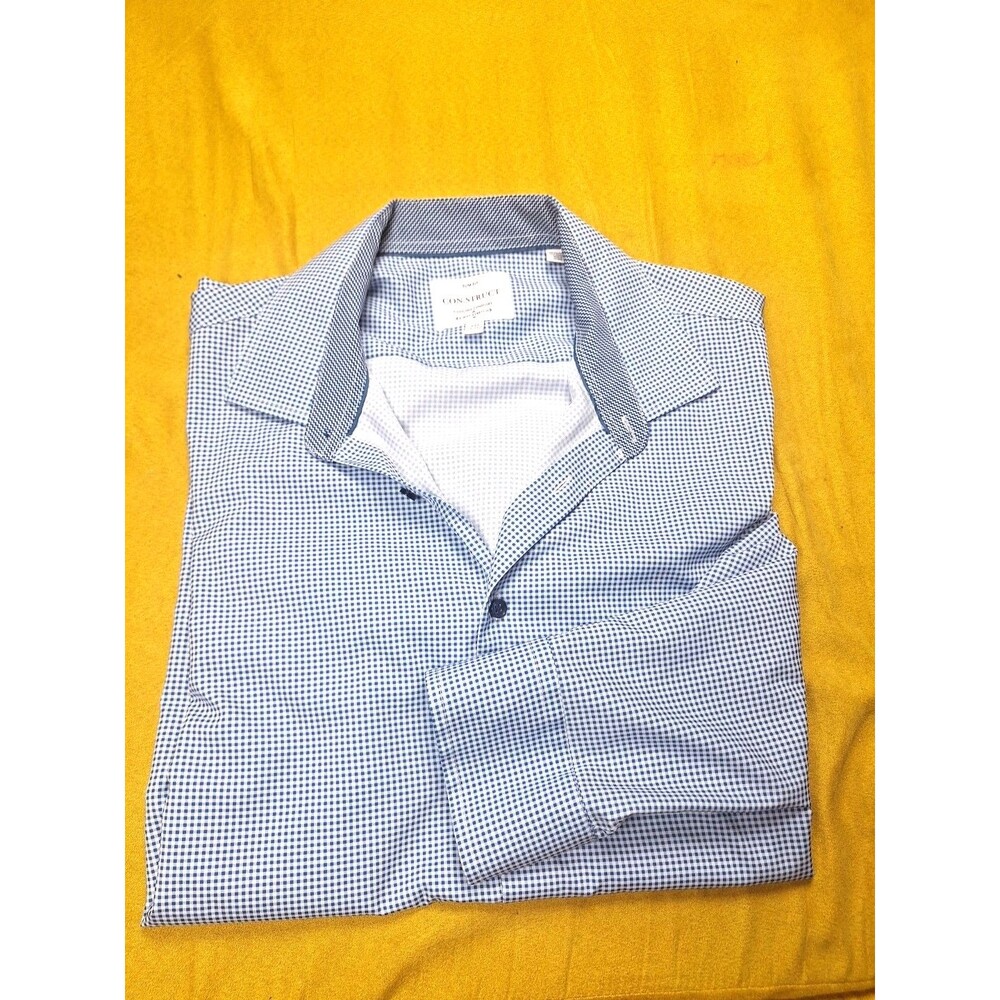Construct Men's XXL Slim Fit 4-Way Stretch Cooling Comfort Blue Check Shirt